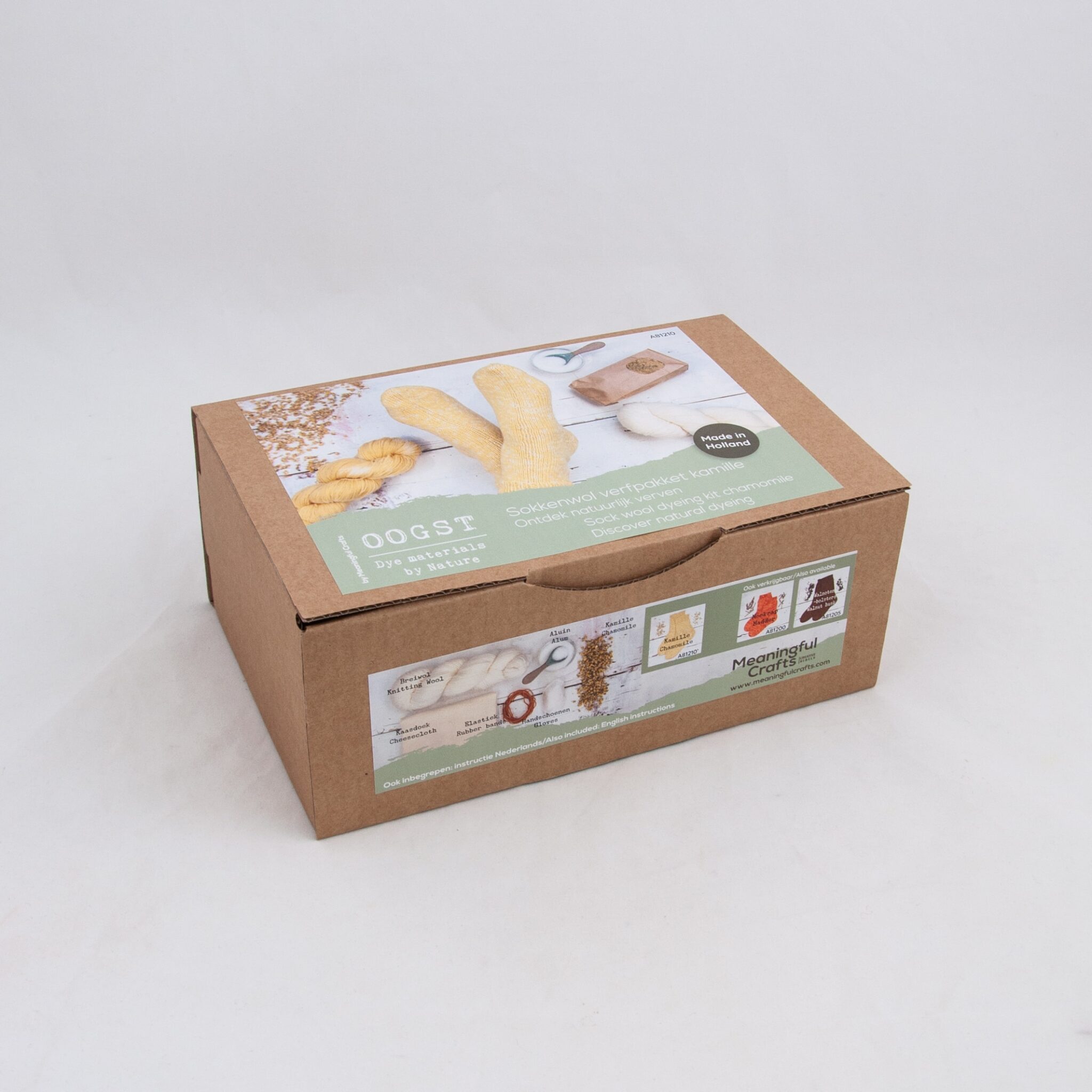 Verf je eigen sokkenwol maakpakket - Kamille