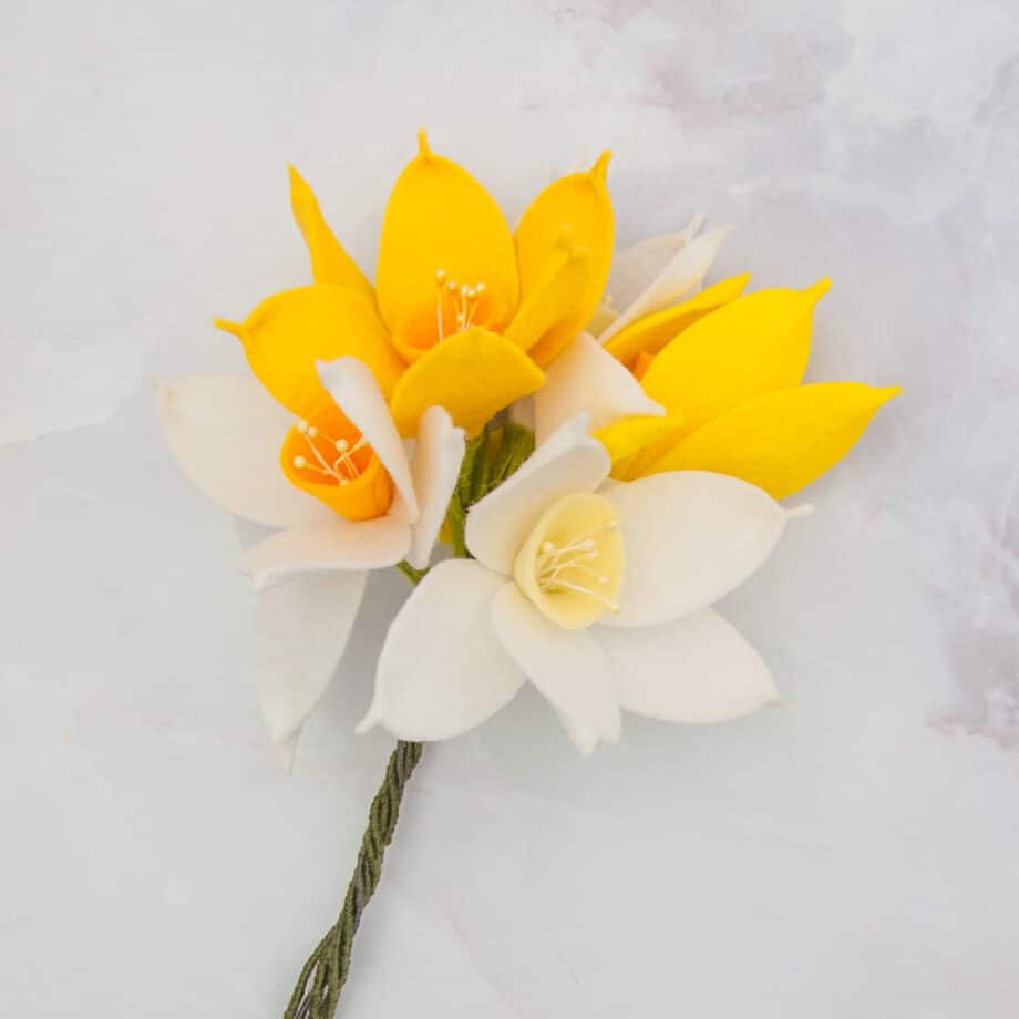 Daffodil felt flower bloomboxes
