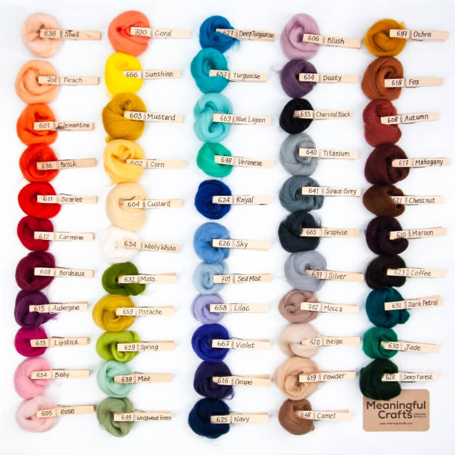 Europese Merino lontwol aan knijpertje, alle kleuren